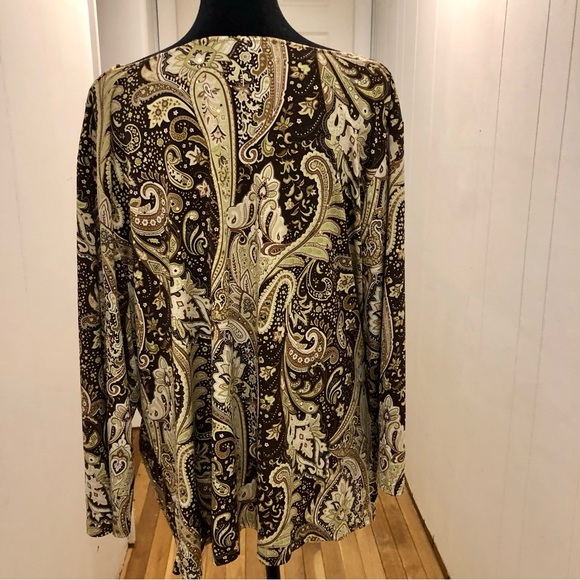 Vintage Paisley Floral Sequin cowl neck blouse, Gorgeous! 2X - Picture 6 of 8